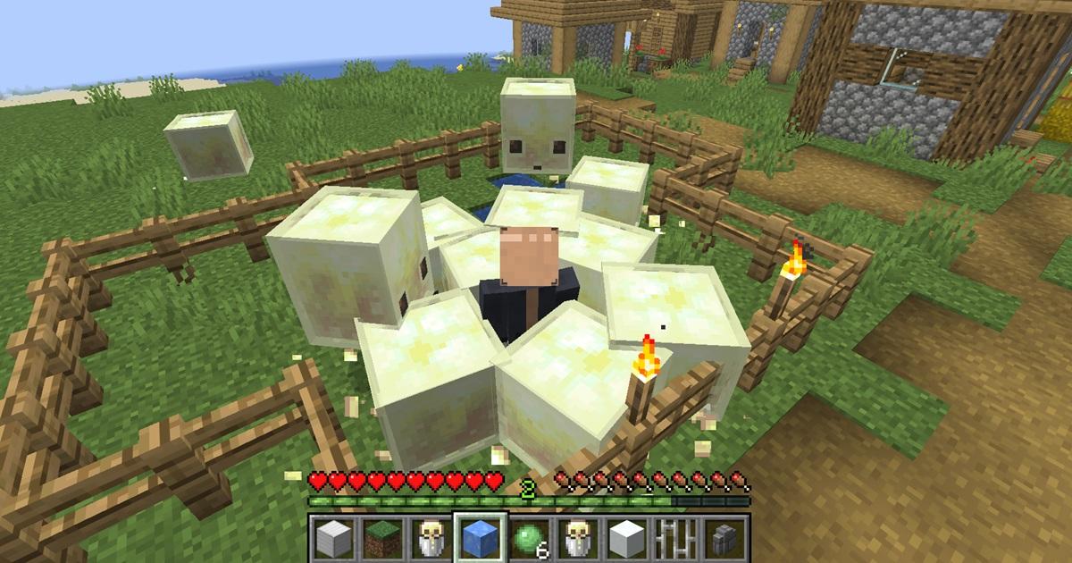 プレイヤーに近づく友好的なサルファーキューブのゲーム内画面