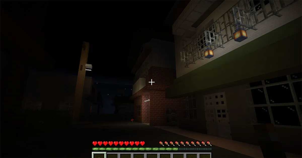 マイクラ配布ワールド「夕日の沈む、あの夜に。」のホラー脱出ゲーム画面