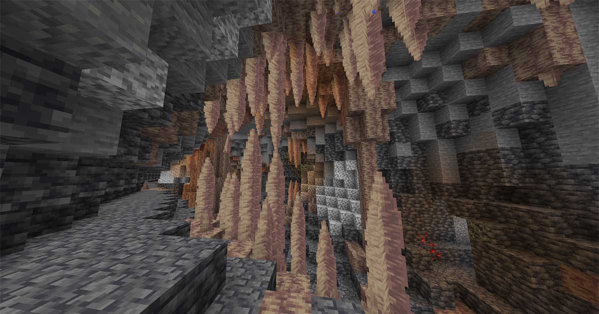 マイクラ地下バイオーム「鍾乳洞」のゲーム内スクリーンショット
