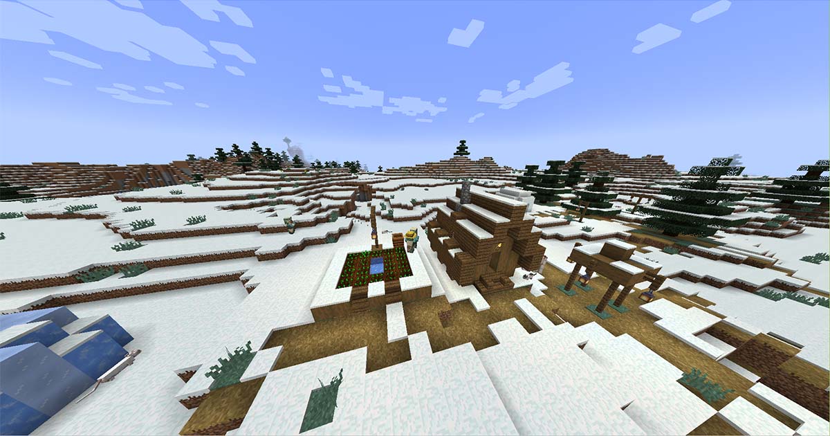 マイクラ氷雪バイオーム「雪原」の広大な雪景色