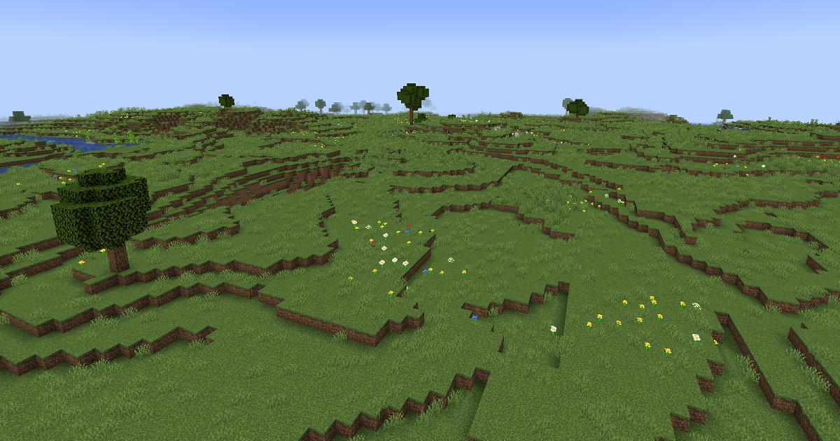 マイクラ温帯バイオーム・平原のゲーム内スクリーンショット
