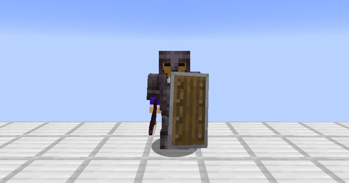マイクラの盾を左手の装備枠に装備した状態のゲーム画面