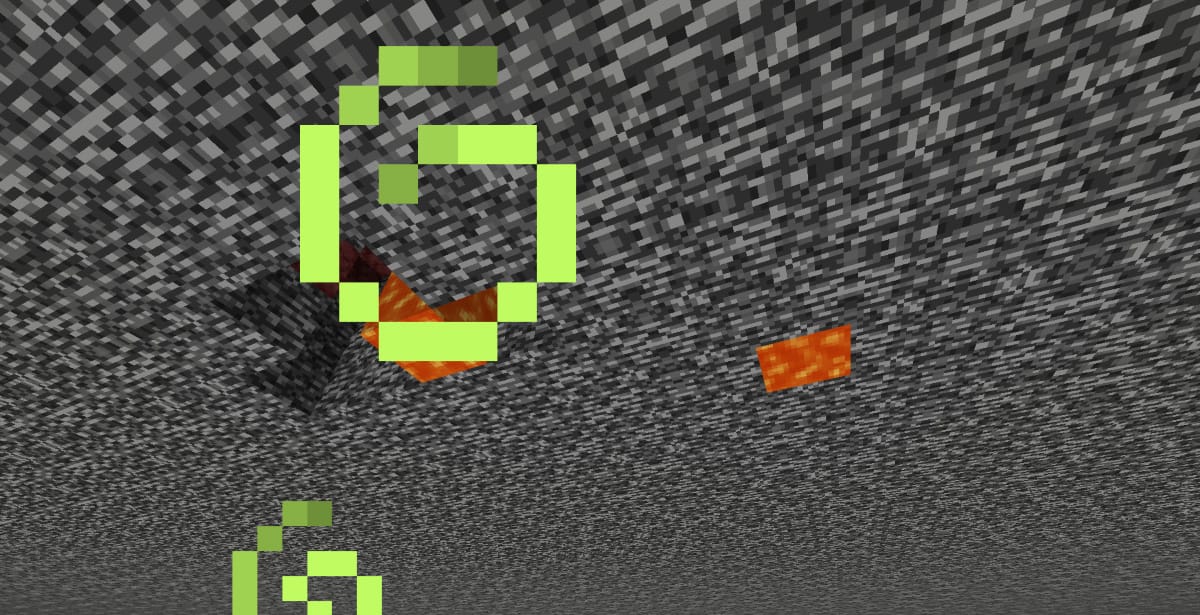 マイクラ奈落バイオームでブロックを置けない状態のゲーム内画面