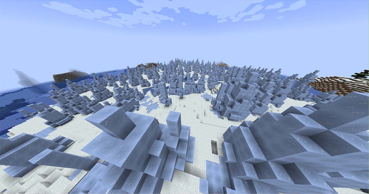 マイクラ氷雪バイオーム「氷樹」の幻想的な氷の樹
