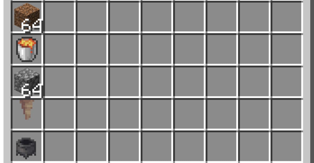 マイクラ無限溶岩生成機の材料一覧