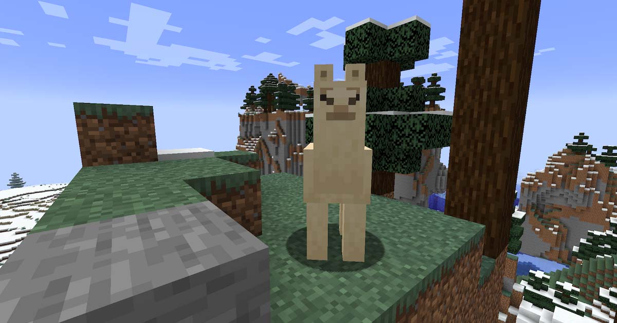 冷帯バイオームにスポーンするラマのマインクラフトゲーム内画面