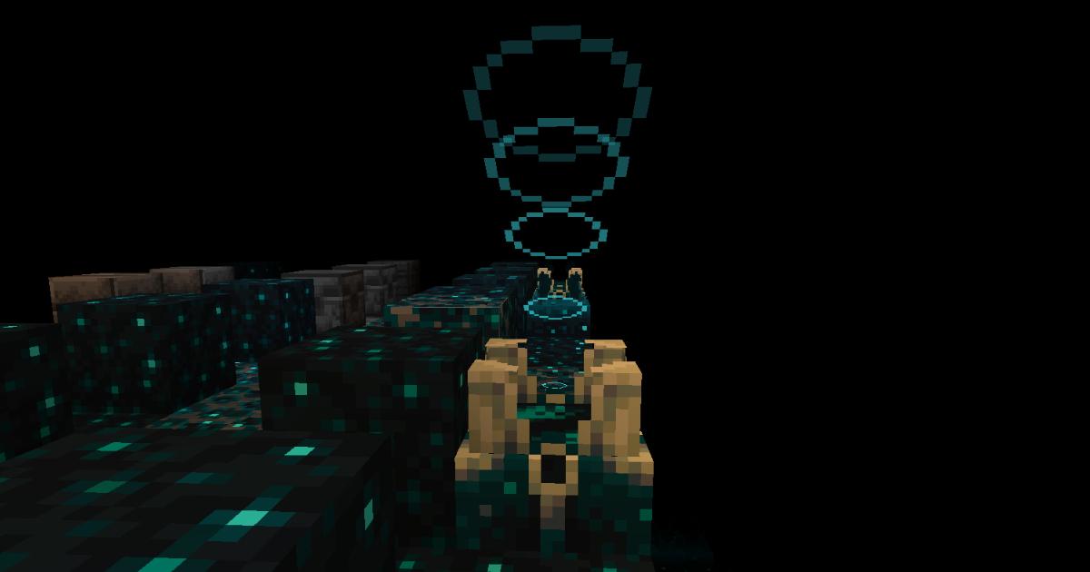 マイクラ古代都市でウォーデンがスポーンする瞬間の画面