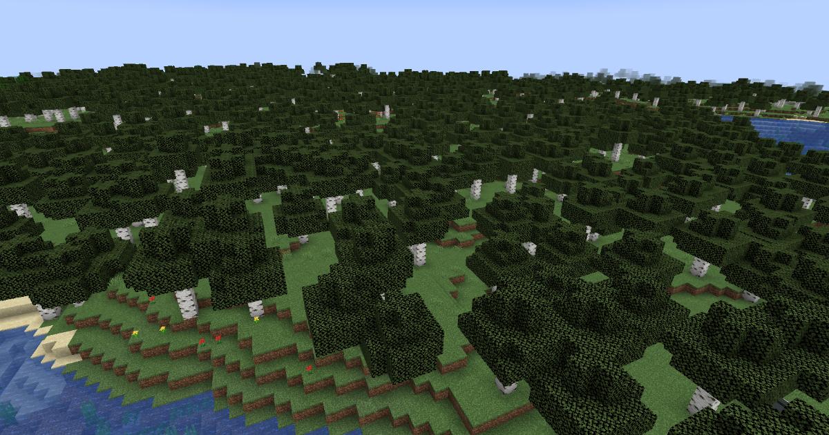 マイクラ温帯バイオーム・シラカバの森のゲーム内スクリーンショット