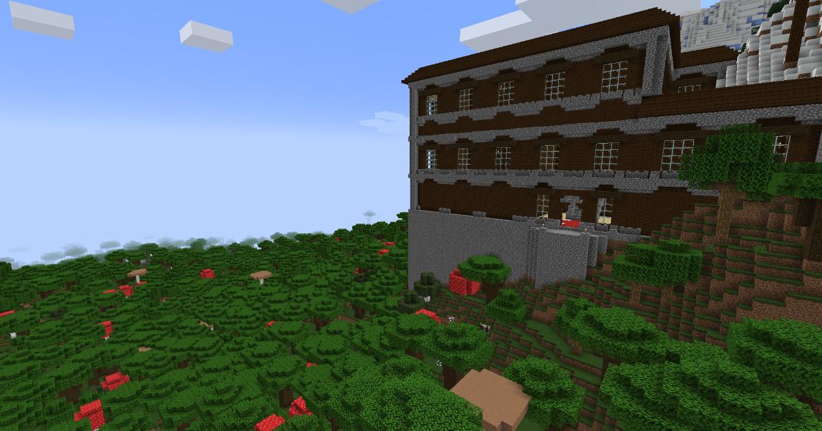 マイクラ温帯バイオーム・暗い森のゲーム内スクリーンショット
