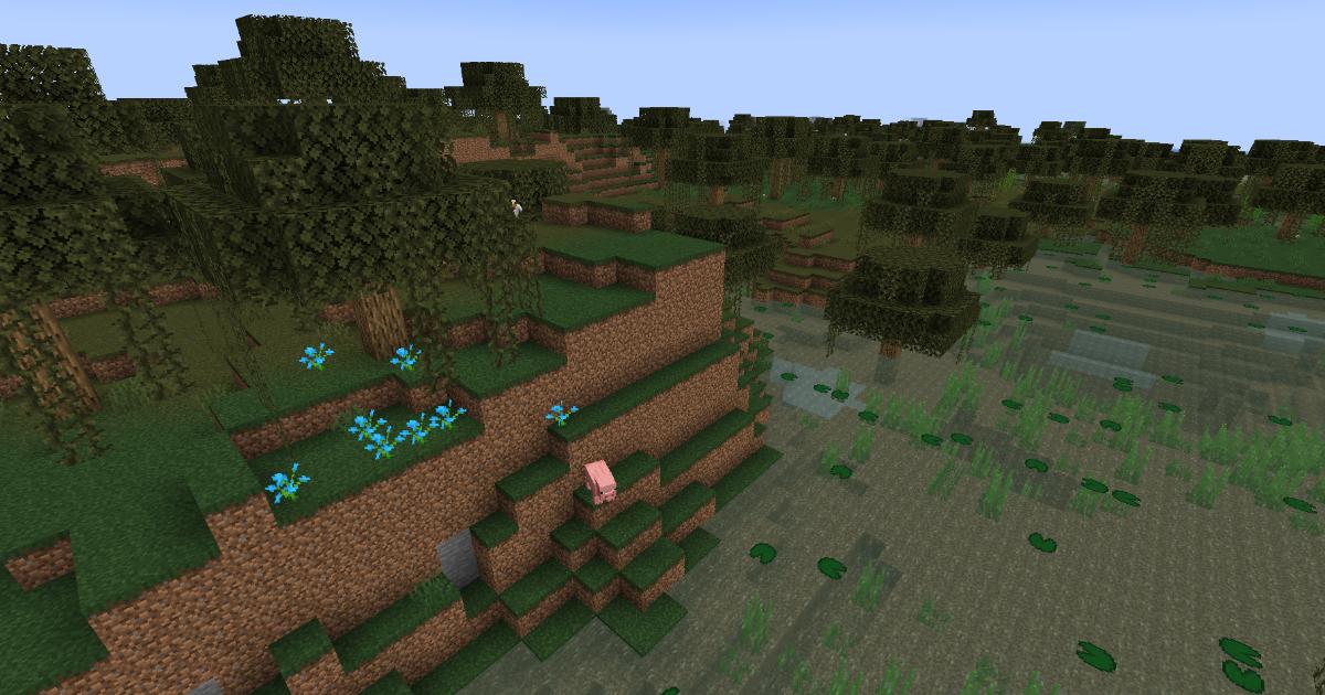 マイクラ温帯バイオーム・沼地のゲーム内スクリーンショット