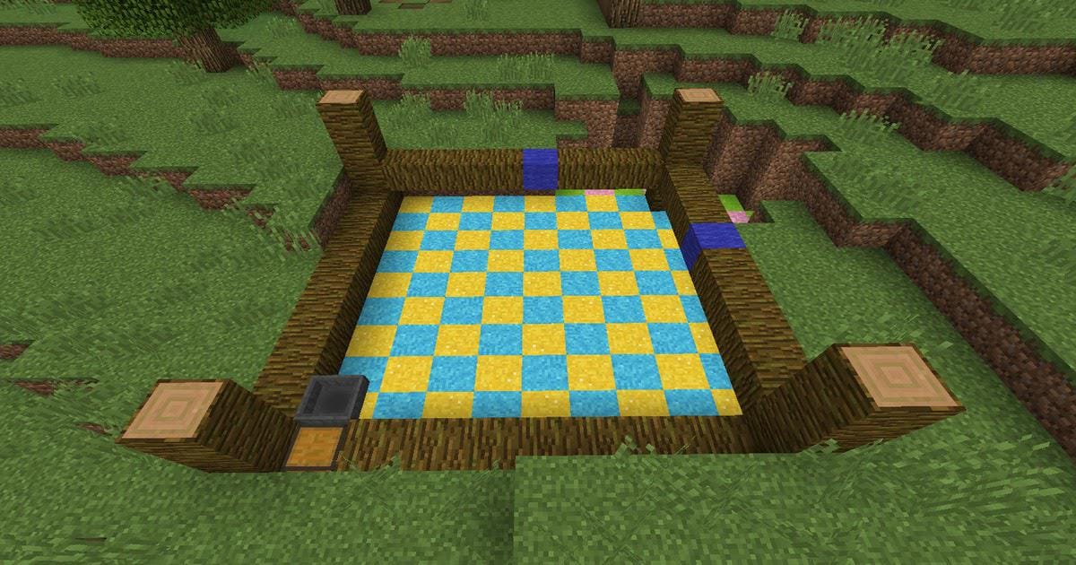 マインクラフトで畑の枠組みが完成した状態