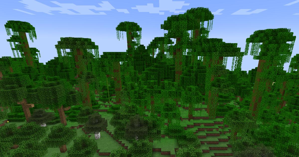 マイクラ温帯バイオーム・ジャングルのゲーム内スクリーンショット
