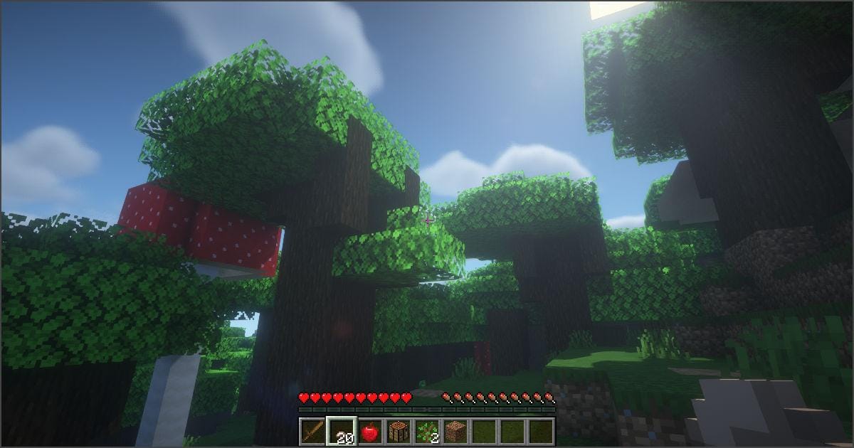 影MOD導入後のマイクラゲーム内グラフィックス比較