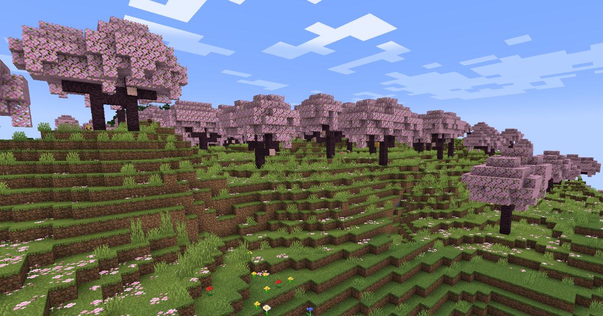 マイクラ温帯バイオーム・サクラの林のゲーム内スクリーンショット
