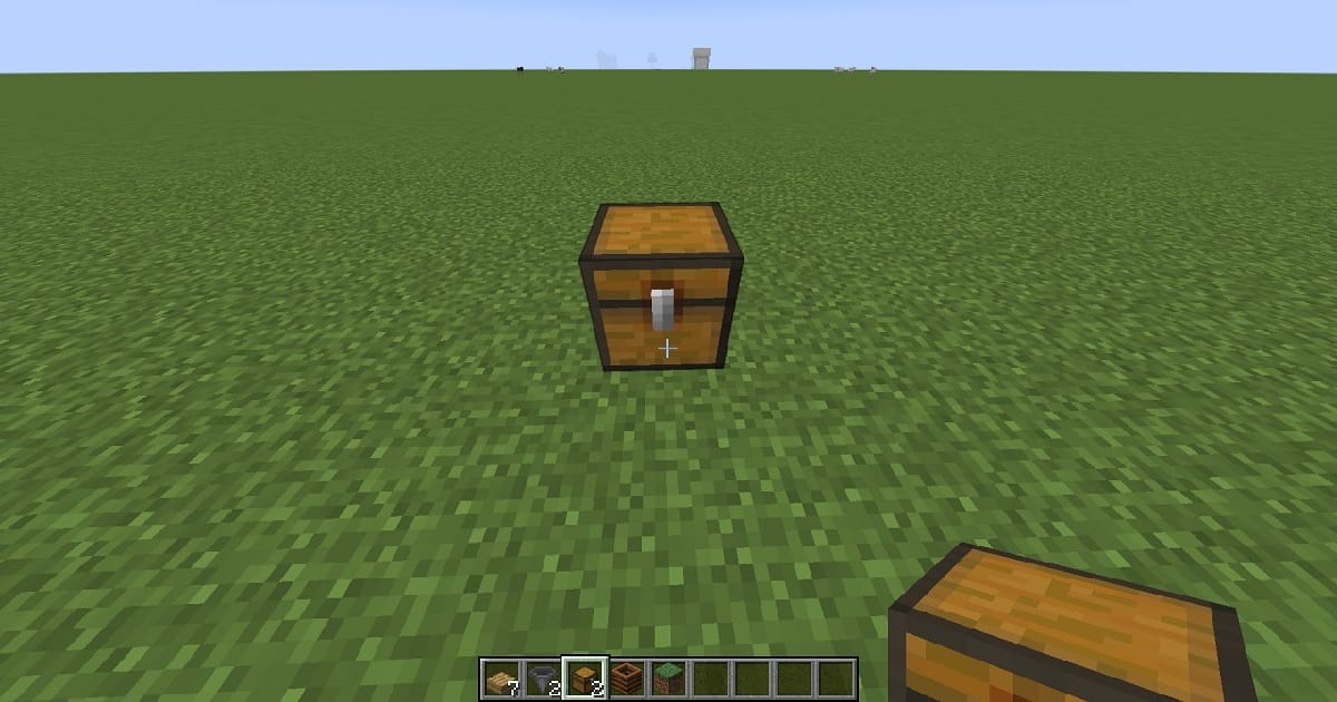 マイクラ骨粉製造機手順1地面にチェストを設置するゲーム内画面