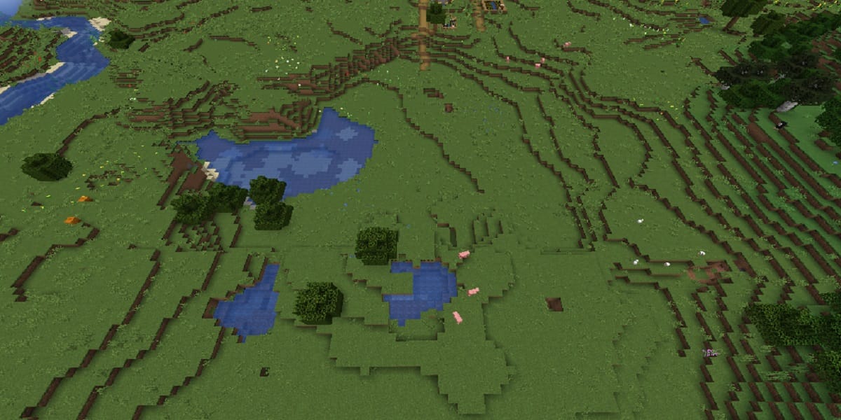 マイクラ平原バイオームのゲーム内表示画面