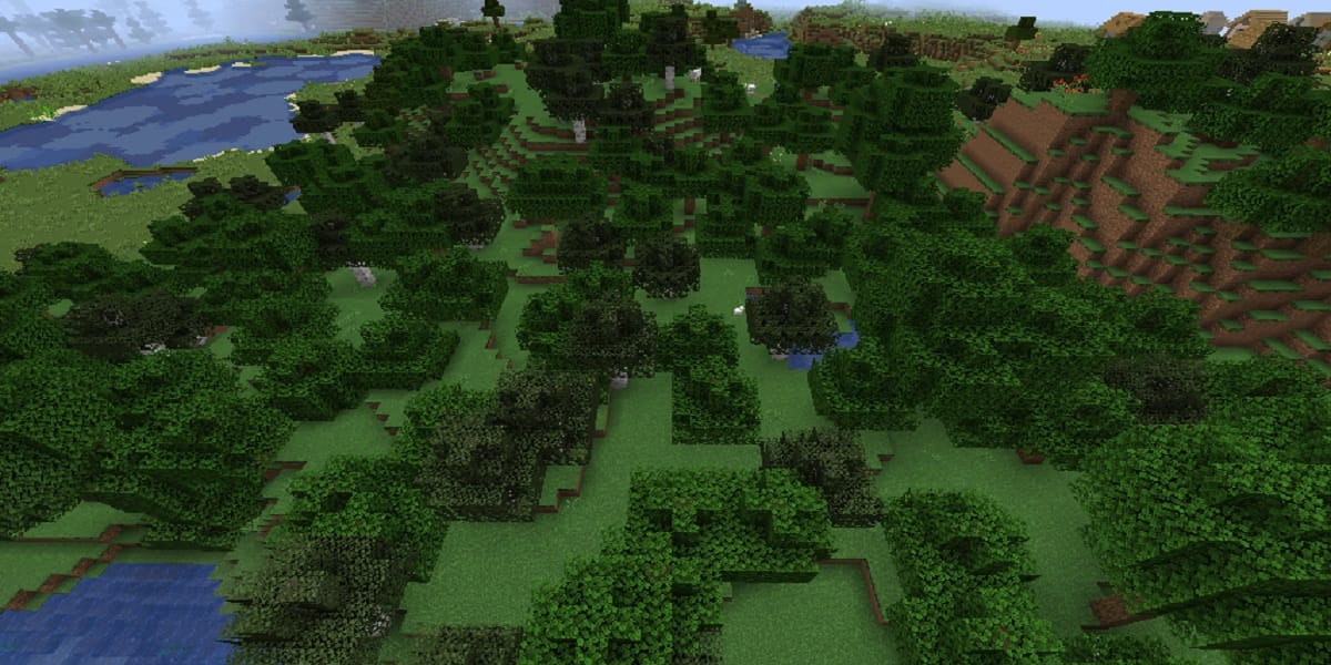 マイクラ森林バイオームのゲーム内表示画面