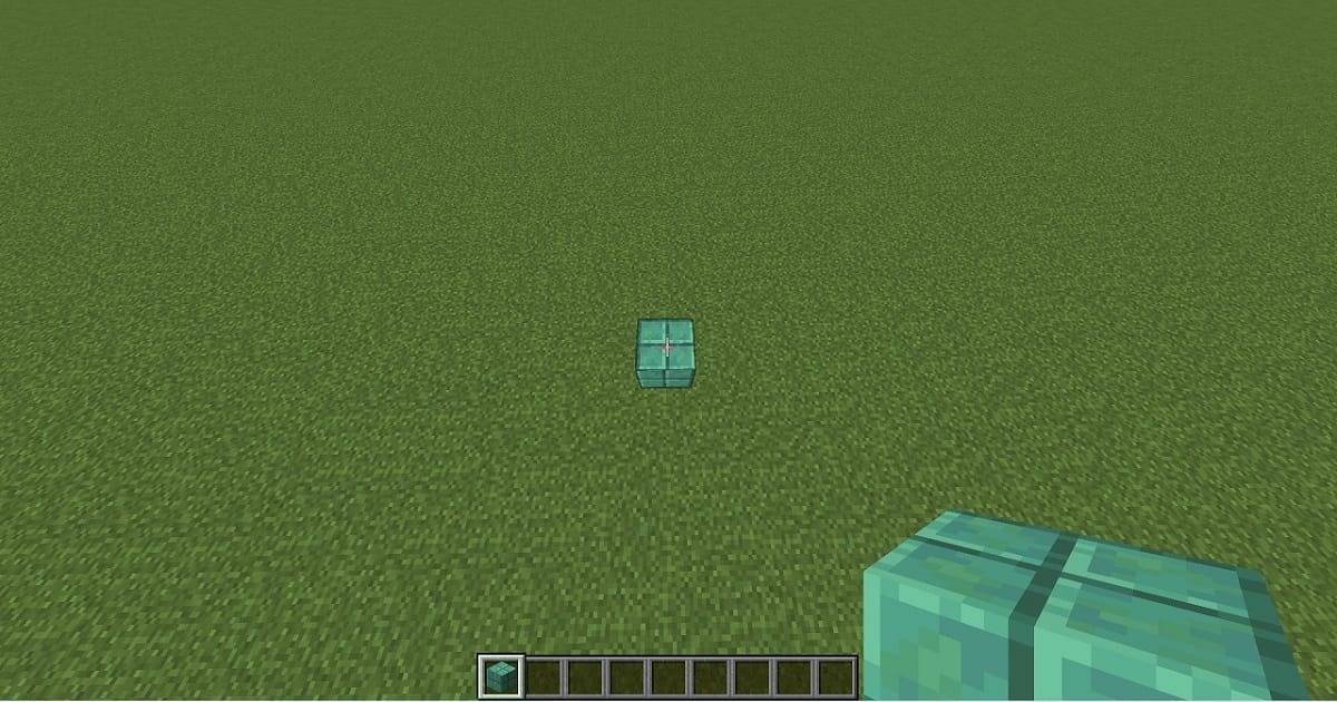 マイクラ全自動骨粉製造機手順2中心から斜め10マス掘るゲーム内画面