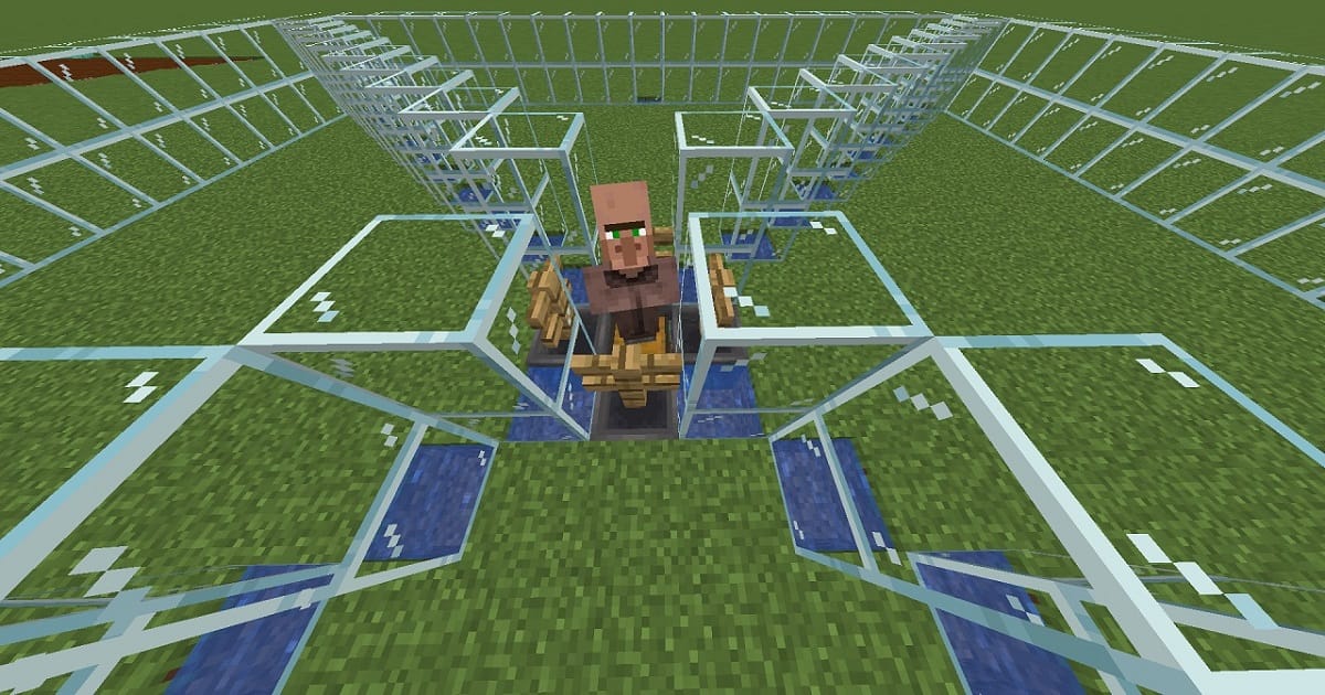 マイクラ全自動骨粉製造機手順14畑を全区画耕すゲーム内画面