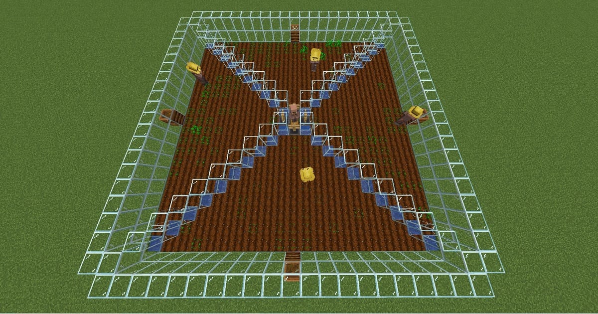 マイクラ全自動骨粉製造機の完成形と骨粉回収のゲーム内画面